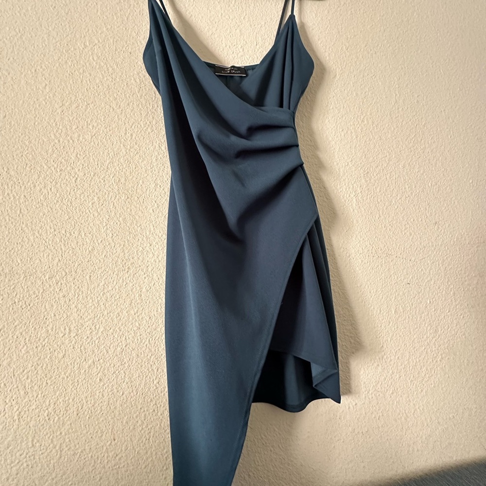 Blue Blush Asymmetrical dark Teal Dress